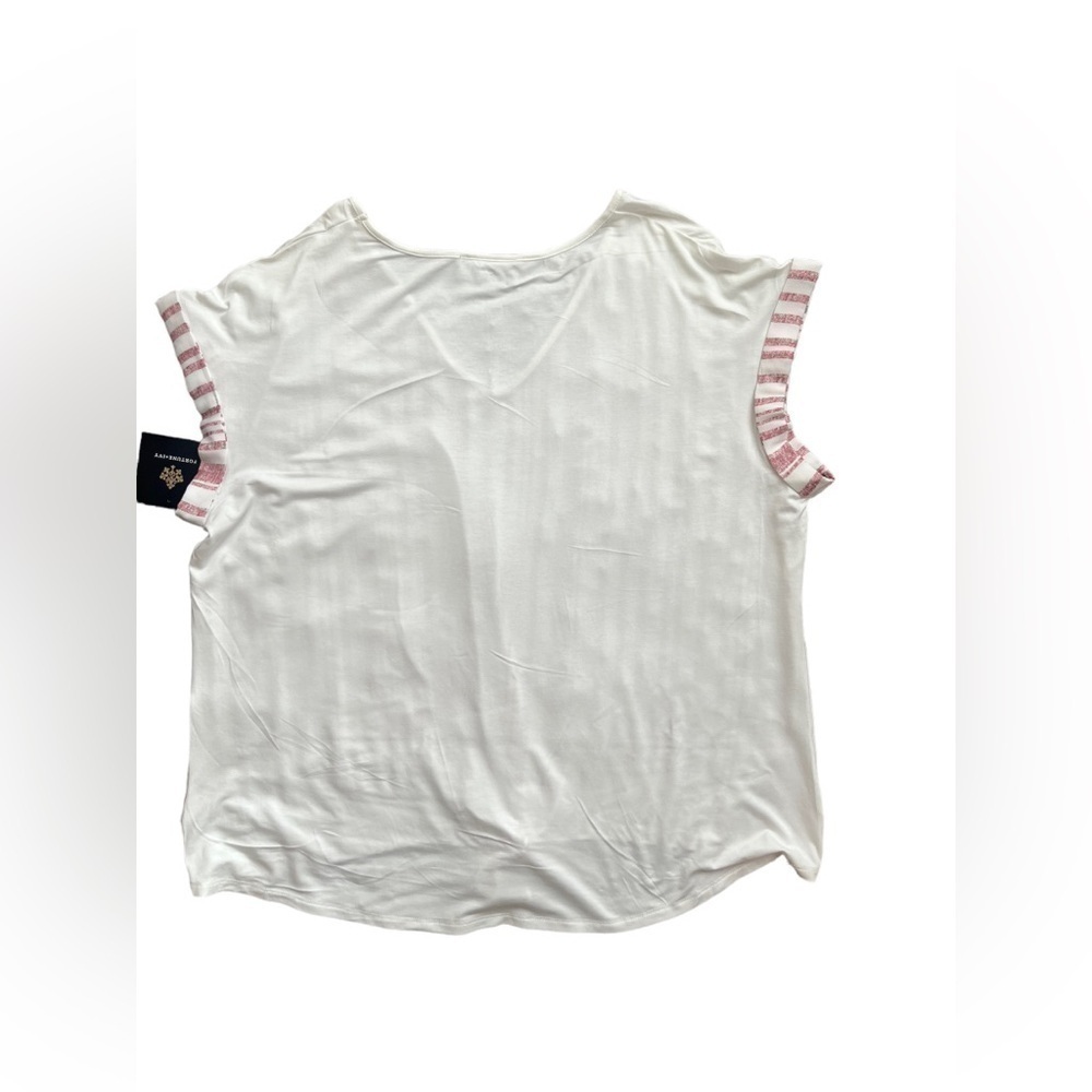 Fortune + Ivy Tie Front Mixed Material Top size X-Large. - Picture 4 of 9